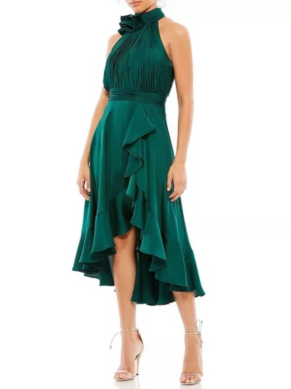 Mac Duggal Emerald Halter Midi Dress 6 NWT
